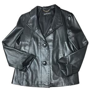 Ellen Tracy Women Genuine Leather Lined Black Jacket Black Small